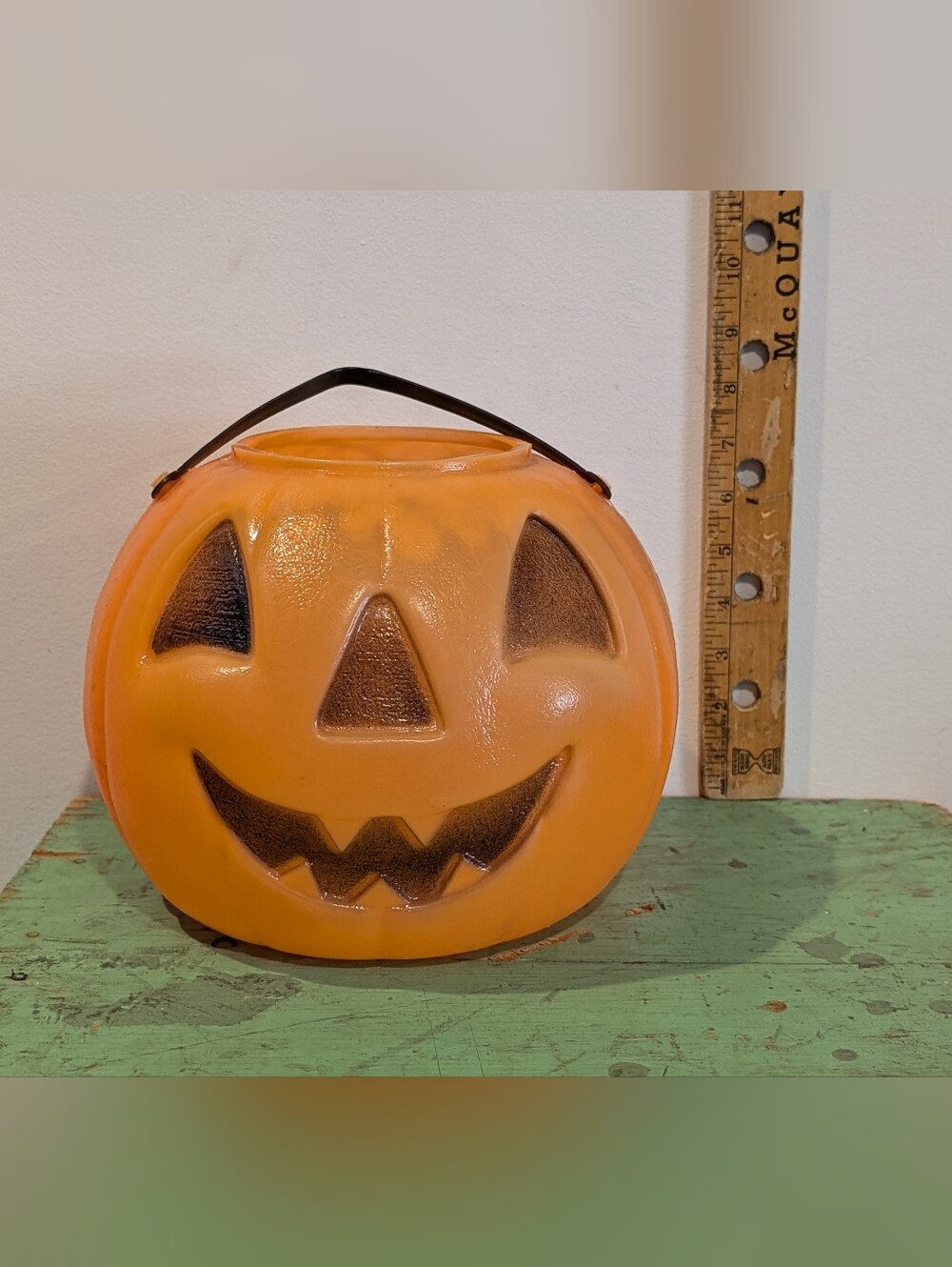 Vintage Halloween Blow Mold Pumpkin Candy Bucket Jack O Lantern 1970's